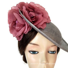 Grey and pink fascinator, gray saucer hat, kentucky derby hats grey races wedding hat